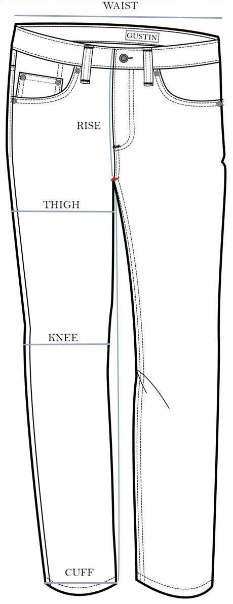 gustin selvedge jeans measurement guide